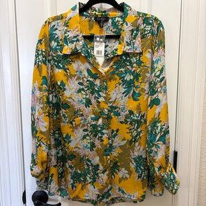 🌼✨ Jessica Simpson Bloom Field Golden Rod Holland Blouse 1X NWT ✨🌼